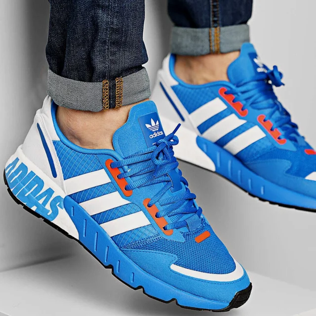 Adi - das ZX 1K Boost Light Blue White Orange H68720 Men's Running Shoes Size 7.5