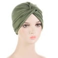 thumbnail image 3 of Bucket Hat for Women ，Summer Clearance Women Solid India Muslim Ruffle Chemo Hat Headwear Head Wraps Turbans Beanie Cap Headwraps, 3 of 5