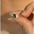 thumbnail image 3 of vylahjewellery Brilliant 2 Ct Pear Cut Mossanite Diamond Ring Plated White Gold 2 Stone Anniversary Ring for Women, 3 of 5