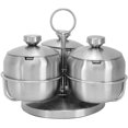 thumbnail image 1 of Juego de caja de condimentos con recipiente giratorio de 15 * 17 cm, frascos/botellas de especias de acero inoxidable Contenedor de especias con tapas Cuchara para azucarero para servir té, café, 1 of 5