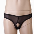 thumbnail image 3 of 4x calzoncillos abiertos frontales transparentes para hombre, ropa interior de tiro bajo, bragas tentadoras para dormir Sunnimix Sexy Men's Charming Mesh G-String Ropa interior Bolsa Breve Tanga Bikini Abertura Panty, 3 of 8