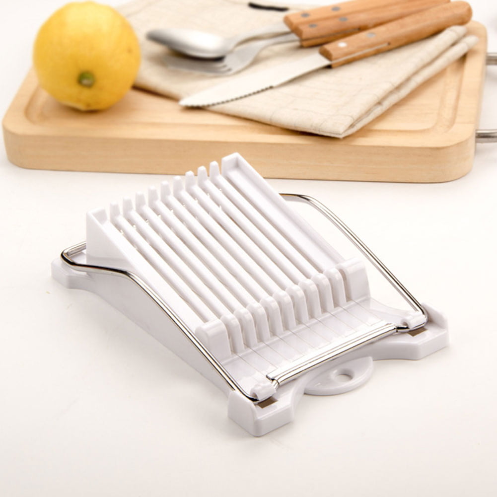 NVTED Luncheon Meat Slicer Boiled Egg Fruit Soft Cheese Slicer Cutter Cuts 10 Slices White Stainless Steel Wires