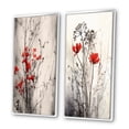 thumbnail image 3 of Designart "Herb Garden s Splendor in Red and Grey II" Floral Framed Wall Art Set Of 2 - Red Floral Framed Canvas Set For Living Room Decor, 3 of 7