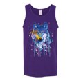 thumbnail image 2 of Wolf Painting Splatter Abstract Art Animal Lover Mens Graphic Tank Top, Purple, Small, 2 of 3