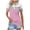 Pink, variant on WREESH Women's Color Block Henley Shirts Short Sleeve Turndown Collar Button Blouse with a Trendy Color Block Design Casual Fashion Top Purple