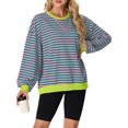 thumbnail image 4 of Cueply Sweatshirt for Women Oversized Striped Long Sleeve Crew Neck Casual Loose Pullover Sweaters Tops, 4 of 7