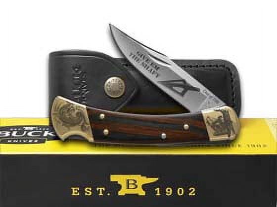 Buck 110 Give'em the Shaft Ebony Wood Folding Hunter 1/250 Stainless Custom Knife