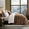 thumbnail image 2 of EverGrace Ultra Soft Luxury Fluffy Faux Rabbit Fur Throw Blanket, Thick Warm Bubble Throw for Bed, Cozy Plush Reversible Blankets for Couch, Chair, Sofa, Natural Tan, 90x90 Inches, 2 of 8