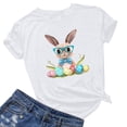 thumbnail image 4 of Pantalones Cortos para las Mujeres Sexy Pascua Moda Impresión Cuello Redondo Tee, Poliéster Ligero Casual Top para Primavera Verano Diario, Blusa de Suéter, 4 of 4