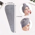 thumbnail image 2 of Gorro de ducha grueso de vellón de coral para mujer, gorro envolvente para el cabello, gorro absorbente de agua para cabello seco, 2 of 3