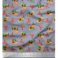 thumbnail image 1 of Soimoi Grey Viscose Chiffon Fabric Stripe, & Papaya Fruits Print Fabric by the Yard 42 Inch Wide, 1 of 1