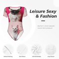 thumbnail image 4 of Saiise Motif Collage de Chiens et Chats Colorés Combinaison à Manches Courtes pour Femmes Pyjama à Col Rond Justaucorps Extensible avec Fermeture à Pression-Grand, 4 of 7