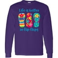thumbnail image 3 of Inktastic Life is Better Flip Flops Long Sleeve T-Shirt, 3 of 5
