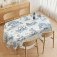 thumbnail image 2 of Oval Tablecloth 52 x 70 Inch, Blue French Country Tablecloth for Oval Table, Fabric Wrinkle Free Washable Waterproof Vintage Farmhouse Tablecloth Oval Table Cloth for Dining Room Table, 2 of 6
