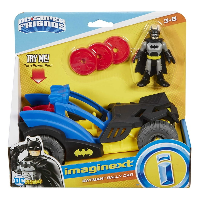 Imaginext DC Super Friends Batman Toy Rally Car with Disk Launcher and Figure Preschool Toys