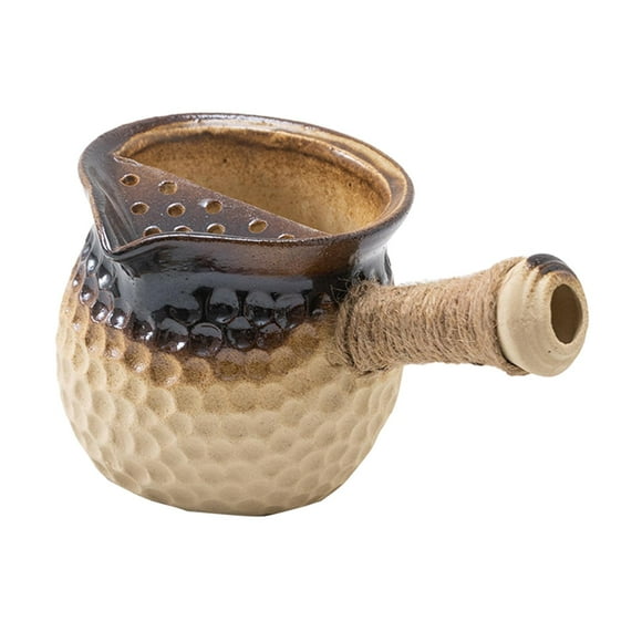 DOLITY 525ml Ceramic Teapot Blooming and Loose Tea Leaf Kettle with Rope Wrapped Handle