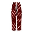 thumbnail image 5 of Annhoo Womens Palazzo Pants Polka Dots Casual Drawstring High Waisted Wide Leg Pants Baggy Vacation Lounge Trousers, 5 of 5