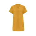 thumbnail image 5 of Puntoco Dresses for women Shift Dress for Women V Neck Short Sleeves Solid Color Casual Flowy Summer Dresses Yellow XL(XL), 5 of 5