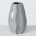 thumbnail image 2 of 2 Piece Scandi Ripple Vase Set, Crackle Glazed, Pale Blue and Gray, Artisan Crafted, Stoneware, 7.5 Inches, 2 of 6
