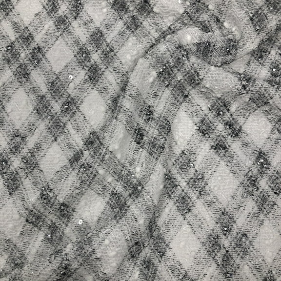 Diamond Plaid Metallic Boucle Sweaterknit
