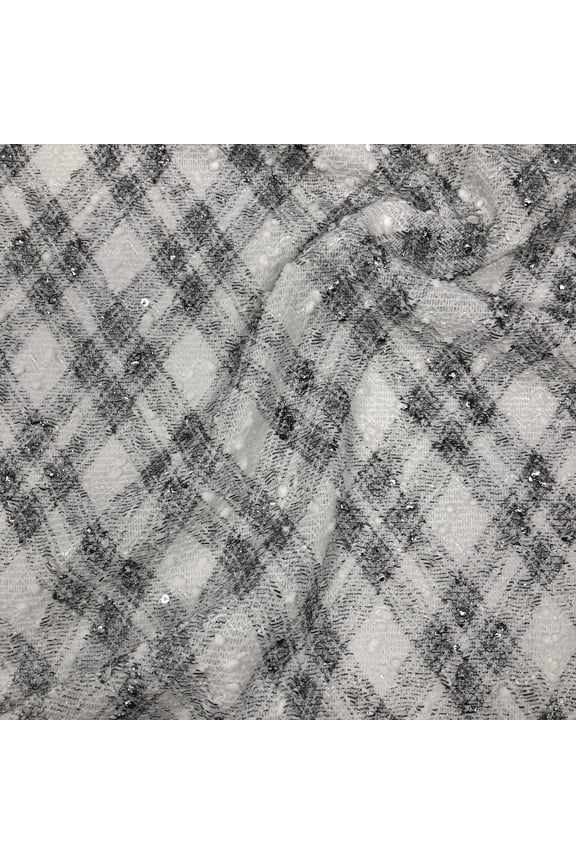 Diamond Plaid Metallic Boucle Sweaterknit