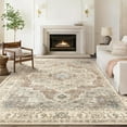 thumbnail image 5 of Toyoso 10x14 Washable Area Rugs for Living Room - Vintage Distressed Floral Neutral Boho Farmhouse Thin Soft Large Rug Indoor Floor No Slip Rug Carpet for Bedroom Dining Room Decor - Brown, 5 of 9