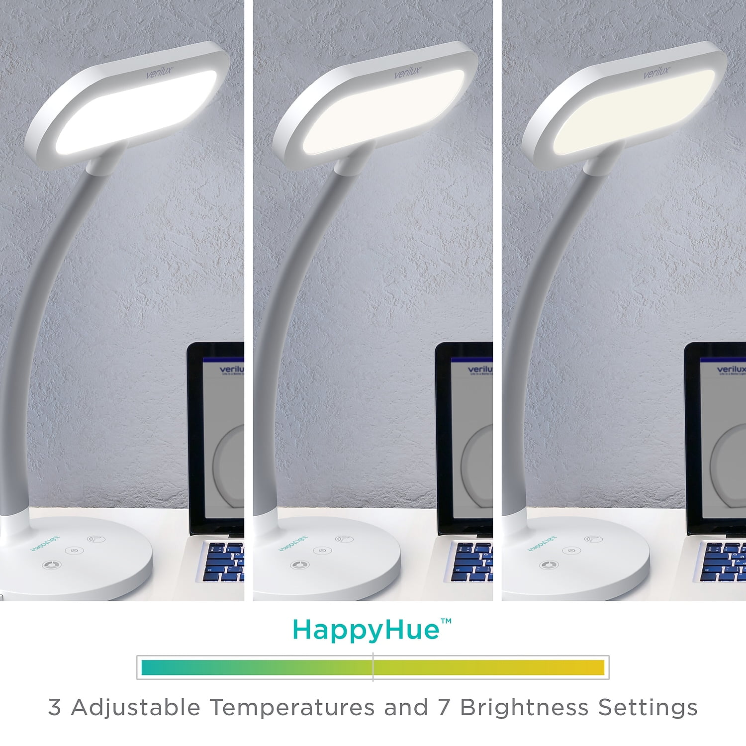 Verilux HappyLight Duo 2-in-1 Light Therapy & Desk Lamp White (VT37WW1)
