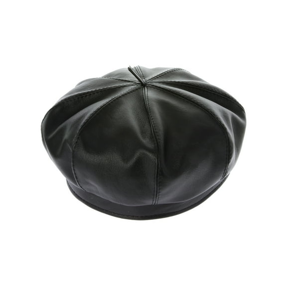 Top Headwear Womens Pleather Beret Cap - Black