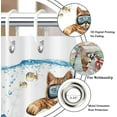 thumbnail image 6 of Funny Cat Shower Curtain, Cute Kitten Swimming in Teal Blue Ocean Sea Turtle Tropical Fish Jellyfish Starfish Coral Bathroom Curtain Kid Bathtub Decor Waterproof Machine Fabric Washable with Hooks, 6 of 6