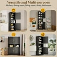 thumbnail image 6 of 70.87" Tall Narrow Bathroom Cabinet, Steel Corner Floor Cabinet with 2 Doors & Shelves, Freestanding Kitchen Hutch Bar Cabinet with Open Countertop for Kitchen Bathroom Room Dining Room, Black, 6 of 8