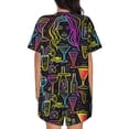 thumbnail image 6 of Haiem Neon Bar Drinks Pattern Pajama Set for Women 2 Piece Lounge Set Short Sleeve Tops and Shorts Soft Sleepwear-X-Large, 6 of 7