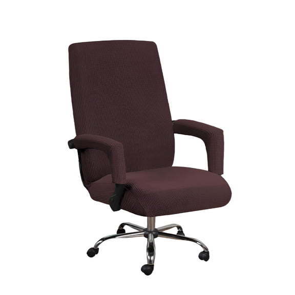 AUQ Waterproof Office Chair Cover Stretch Computer Office High Back Chair Cover with Arm Covers Washable Slipcovers Cover Office Chair Cover Computer Chair Cover(coffee,Large)