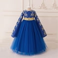 thumbnail image 2 of ZACPNCV Girls Medieval Princess Maxi Dress Renaissance Long Bell Sleeve Vintage Retro Ball Gowns Blue 4-5 Years, 2 of 8