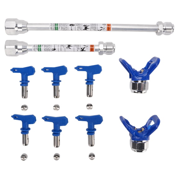 Yajisi Airless Sprayer Tips Set 211/313/319/415/517/623 – 6 Nozzles, 2 Extension Rods, Stainless Steel, Leak‑Proof, Easy Install