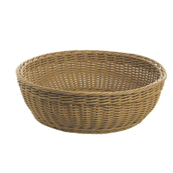 HUBERT Round Storage Basket with Handles, Dark Beige - 16"Dia x 4 1/2"H
