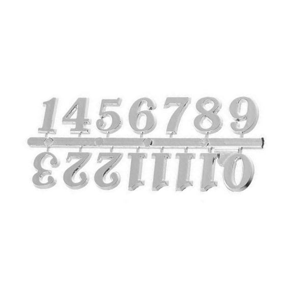 (Silver)Wharick 12Pcs/Set Clock Numeral Arab Number Easy Assembly Solid Color Replacement DIY Quartz Clock Number for Home