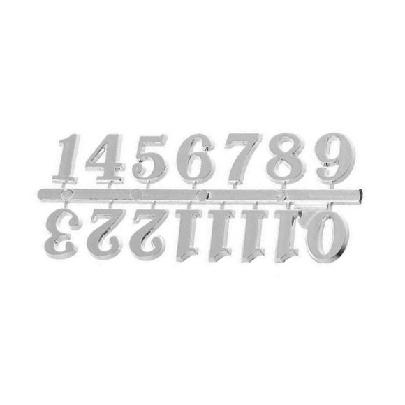 (Silver)Wharick 12Pcs/Set Clock Numeral Arab Number Easy Assembly Solid Color Replacement DIY Quartz Clock Number for Home