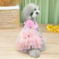 thumbnail image 3 of Visland Puppy Clothes Floral Pattern Fashion Princess Dress Dog Lace Skirt Pet T-shirt for Party, 3 of 8