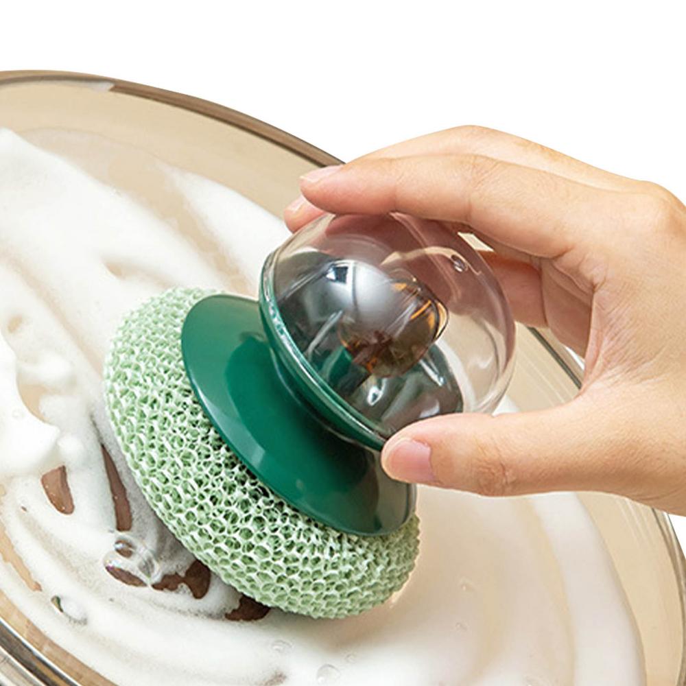 Ksruee Kitchen Soap Dispensing Palm Brush Kitchen Round Dish Sponges