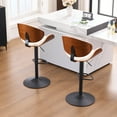 thumbnail image 2 of YOUNIKE Modern 24”H Swivel Barstool, Adjustable Height Counter Stool with Bentwood, Faux Leather Upholstered Bar Stool with Metal Frame, White, 2 of 19