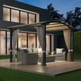 thumbnail image 3 of GAZEBETER 10' x10' Outdoor Arched Pergola,Metal Patio Gazebo with Sun Shade Canopy and Curtains for Gardens,Patios,Backyards (Beige), 3 of 11
