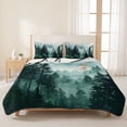 thumbnail image 3 of Quilts Twin XL Size Bedding Set, Dark Green Forest Lightweight Quilted Comforter, Nature Foggy Mountain Pine Tree Soft Reversible Bedspread Coverlet with Pillow Covers for All Season, 68" x 98", 3 of 9