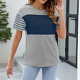 thumbnail image 3 of Summer Women's Trendy Oversized Crewneck Color - Block Striped Shirts, 3 of 8