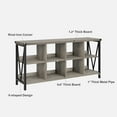 thumbnail image 2 of 8 Cube Storage Organizer Bookcases, 3 Tier Metal Horizontal Bookcase, 62 Inch Industrial Storage Bookcase for Entryway, Long Low Bookshelf for Living Room-Gray, 2 of 7