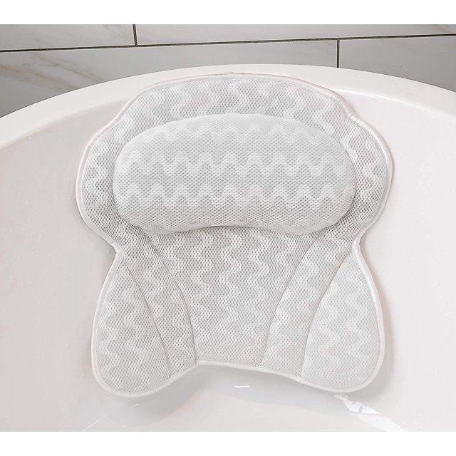 oreiller De Baignoire Vagues 3d, Tissu En Maille Paissie Et Largie, Lavable En Machine, Ventouses D'appui-tte De Salle De Bain
