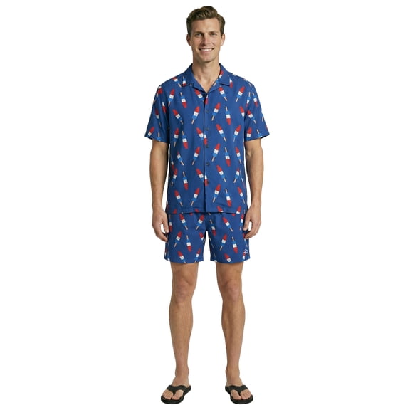Birdie Bound Men's Printed Bomb Pops Cabana Shirt with Short Sleeves, Sizes S-3XL