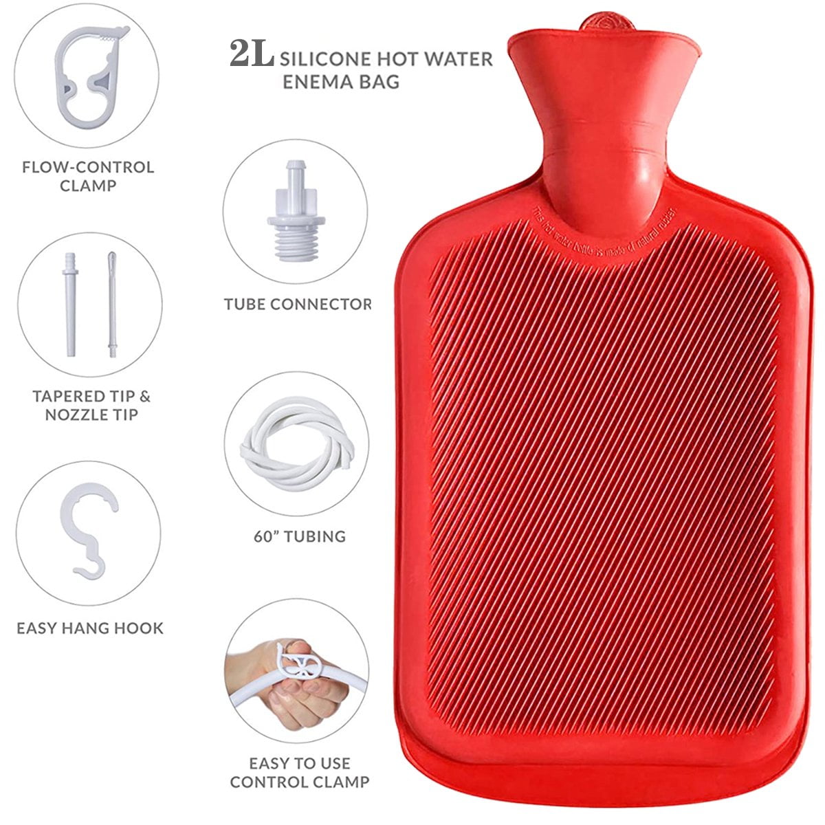 Silicone Enema Bag Kit Set (2 Quart) + 10 Varied Tips | Discover the Best  Enema Experience