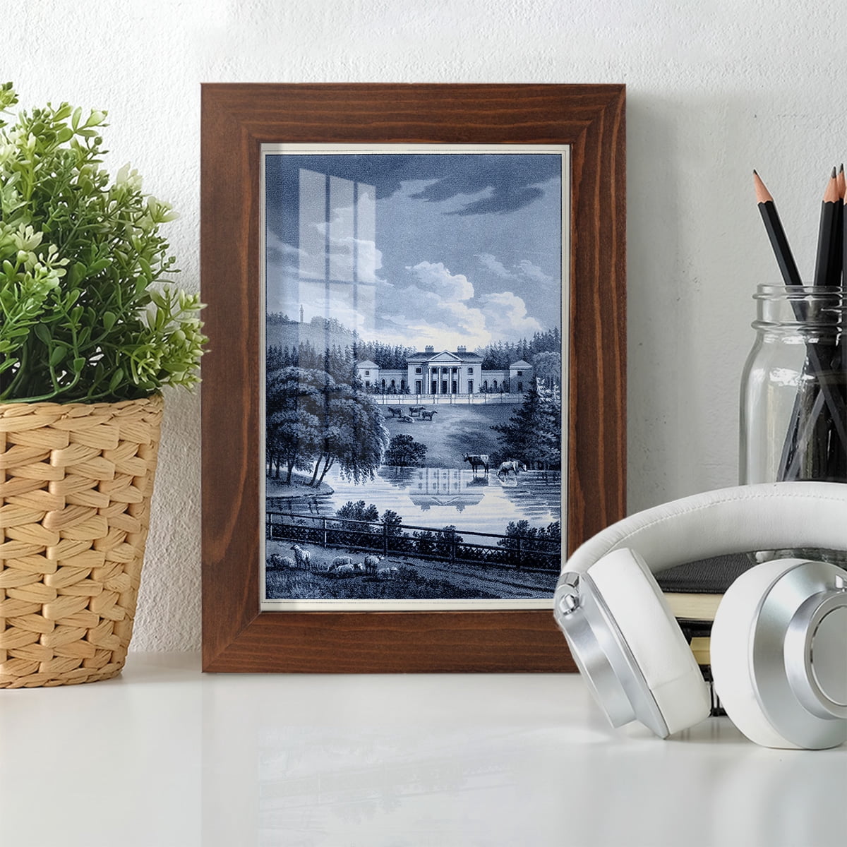 Estate View I -Framed Print w/glass-Chestnut
