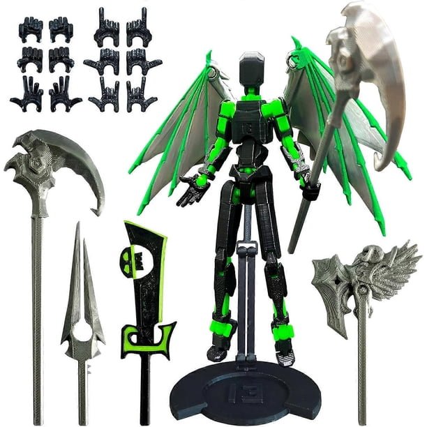 T13 Demon Action Figure with Multiple Accessories, Pre-Assembled Titan 13 Desktop Decoration, 3D Printed Multi-Jointed Dummy 13 Figure