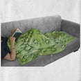 thumbnail image 6 of Green Soft Flannel Fleece Throw Blanket, Doodle Style Drawing of Alien Frogs Fantasy Theme Watercolors Cartoon Like Pattern Kids, Cozy Plush for Indoor and Outdoor Use, 70" x 90", Green, by Ambesonne, 6 of 6